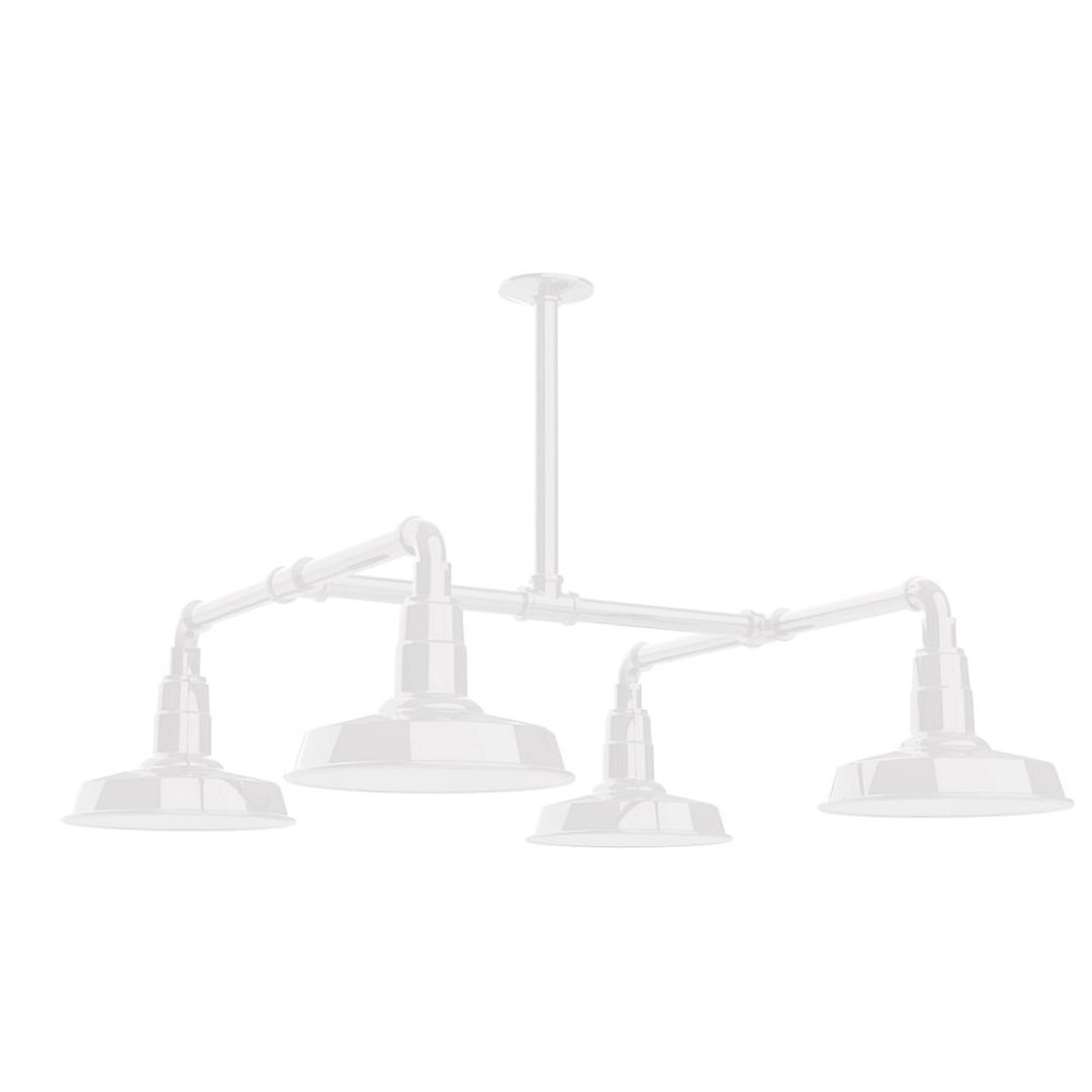 Montclair Lightworks MSP181-44-T24 Warehouse 10" 4-light Stem Hung Pendant Light White Finish